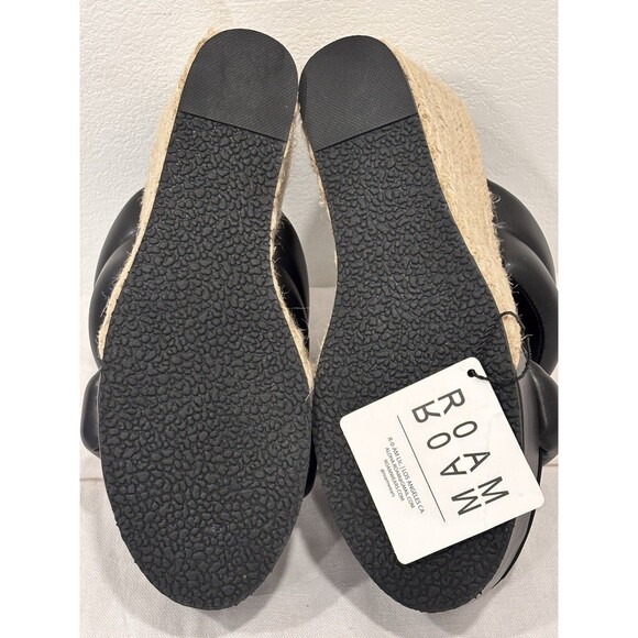 ROAM Black Platform Espadrille Wedge Slide Sandals Women’s Size 39 Padded Strap - Picture 10 of 10